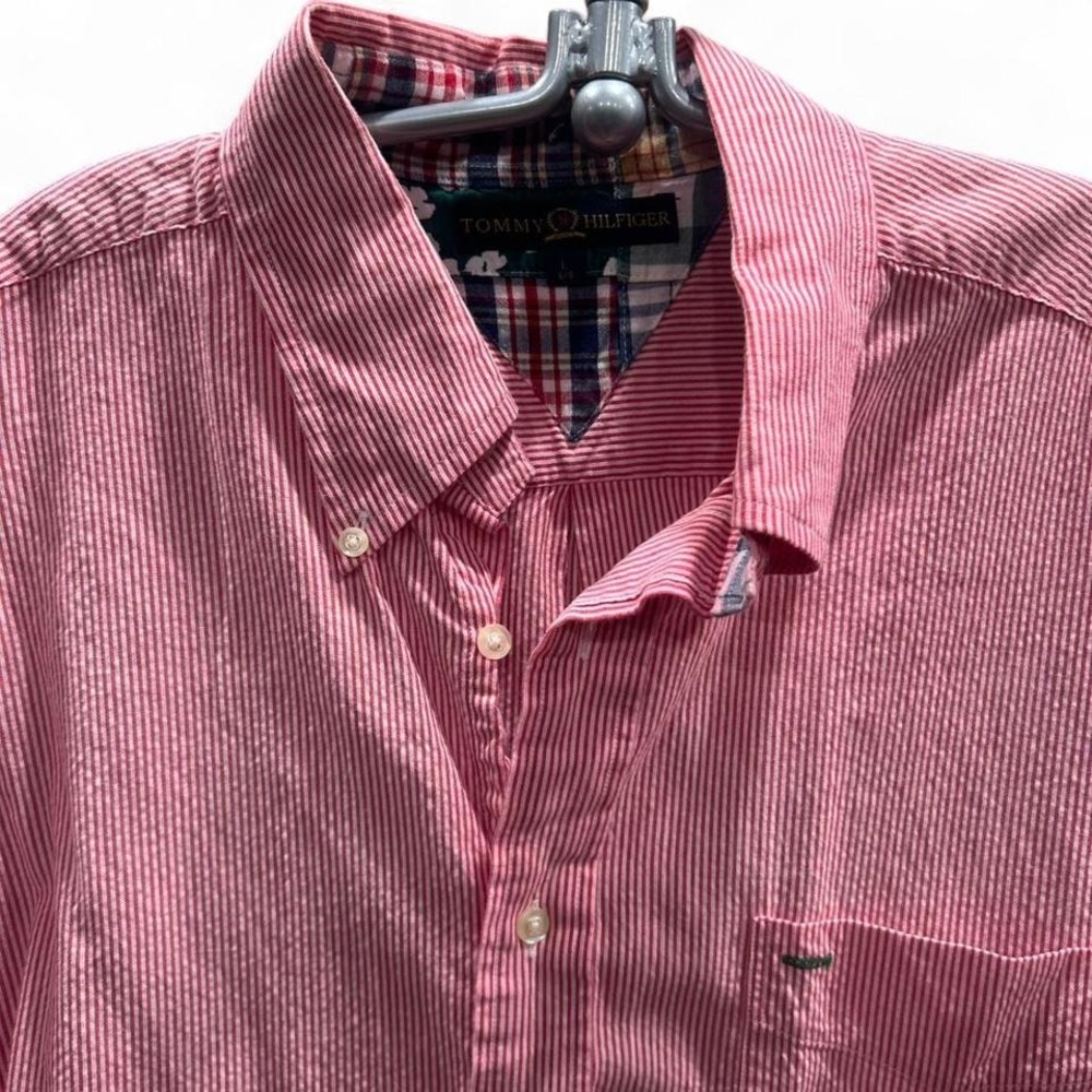 striped seersucker button up By Tommy Hilfiger‎ size L (L5)